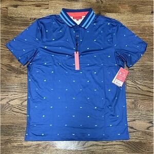Redvanly Mens Langham Polo Performance Golf Short Sleeve Shirt Dark Blue Sz L